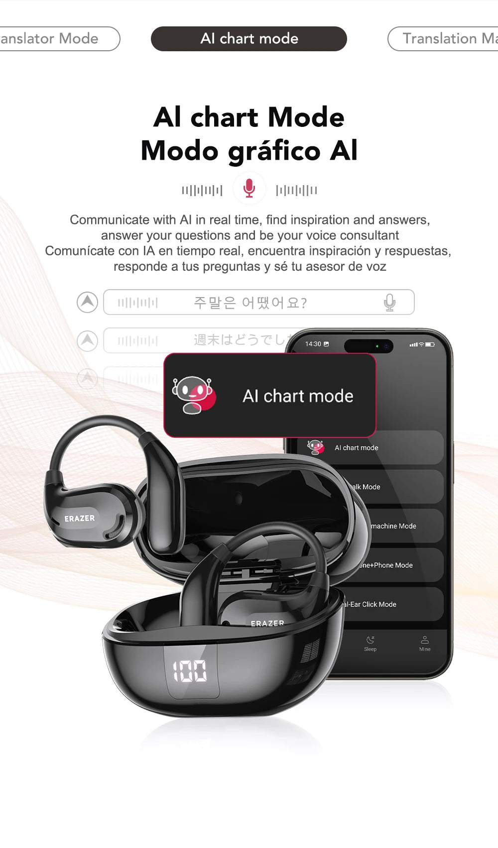 ERAZER XT66PRO - AI translator Earbuds
