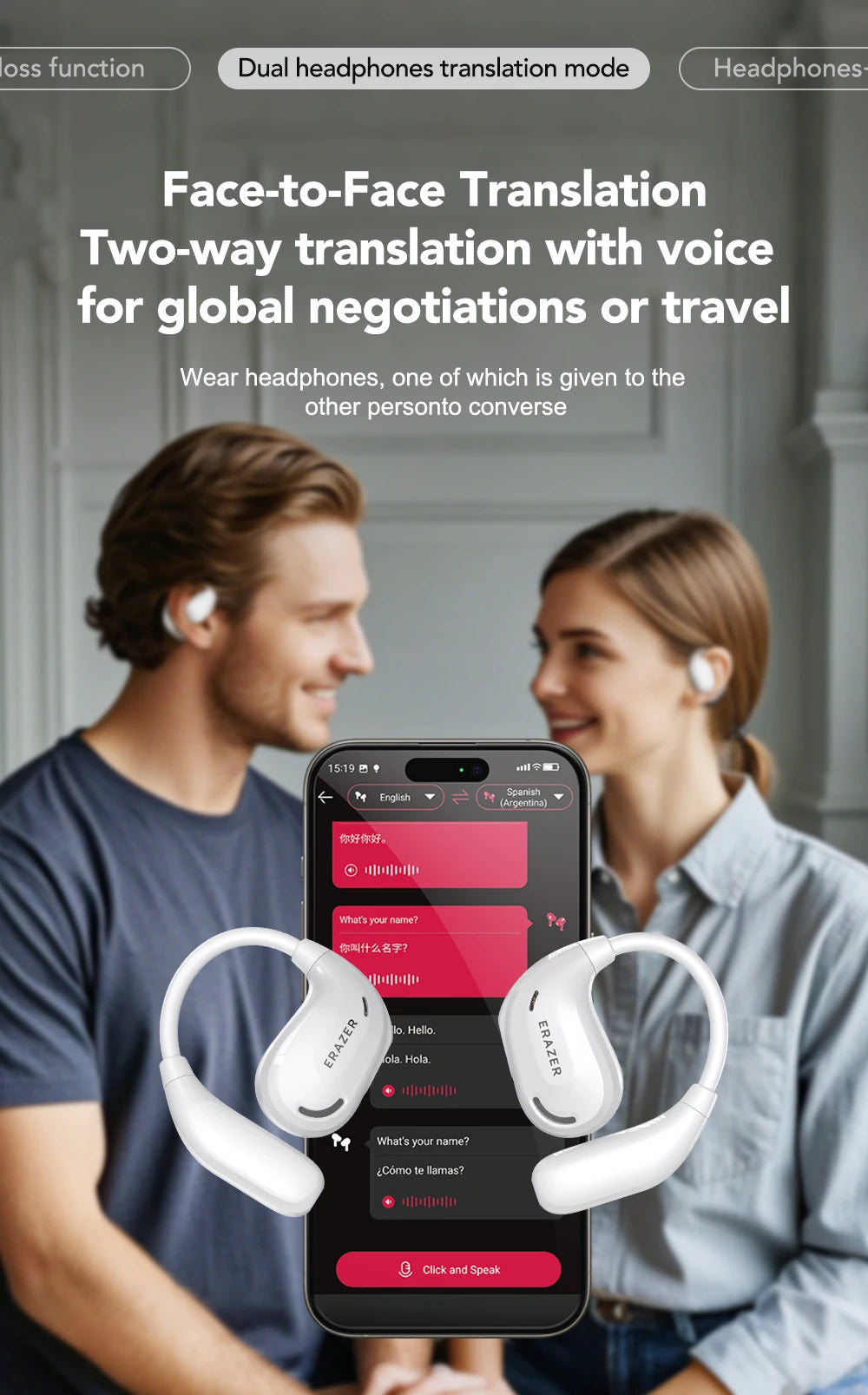 ERAZER XT66PRO - AI translator Earbuds