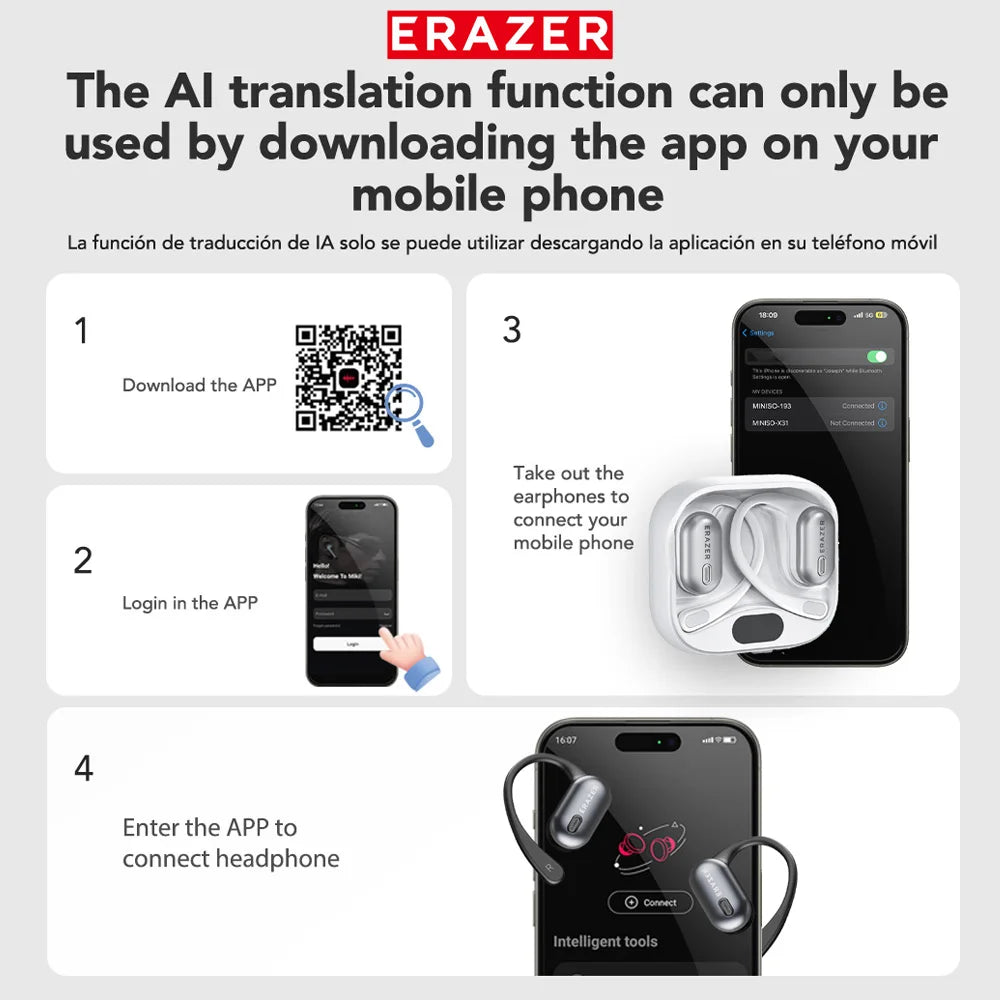 ERAZER XF53 - AI translator Earbuds