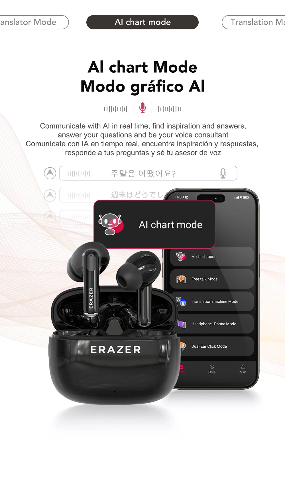 ERAZER XT69PRO - AI translator Earbuds