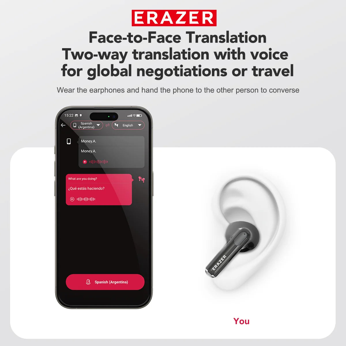 ERAZER XT69PRO - AI translator Earbuds