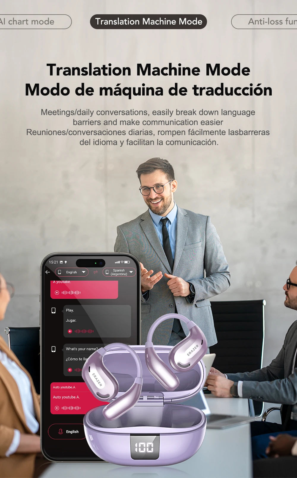 ERAZER XT66PRO - AI translator Earbuds