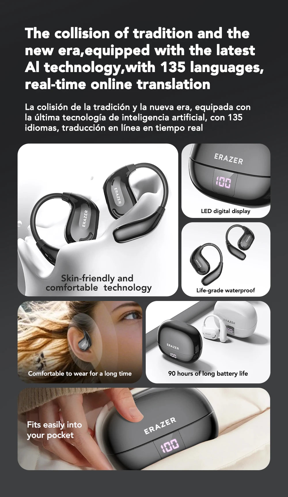 ERAZER XT66PRO - AI translator Earbuds