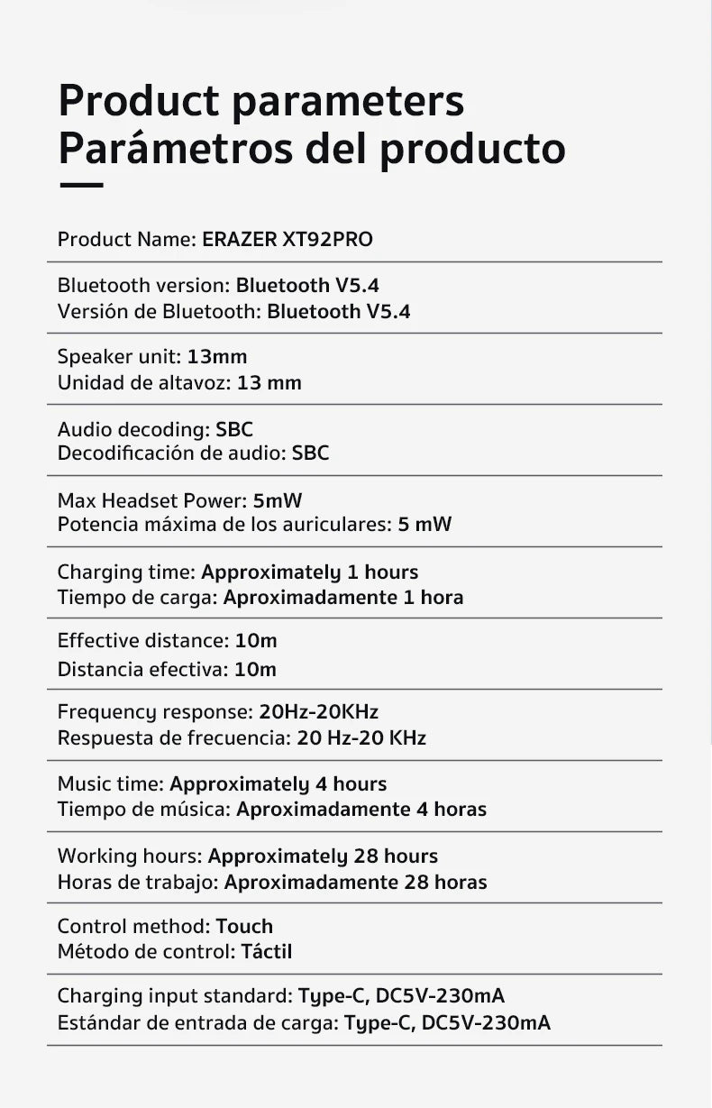 ERAZER XT92 PRO - AI translator Earbuds