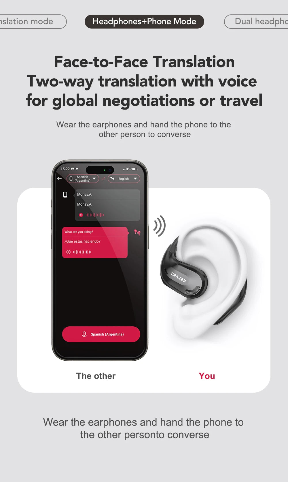 ERAZER XT66PRO - AI translator Earbuds